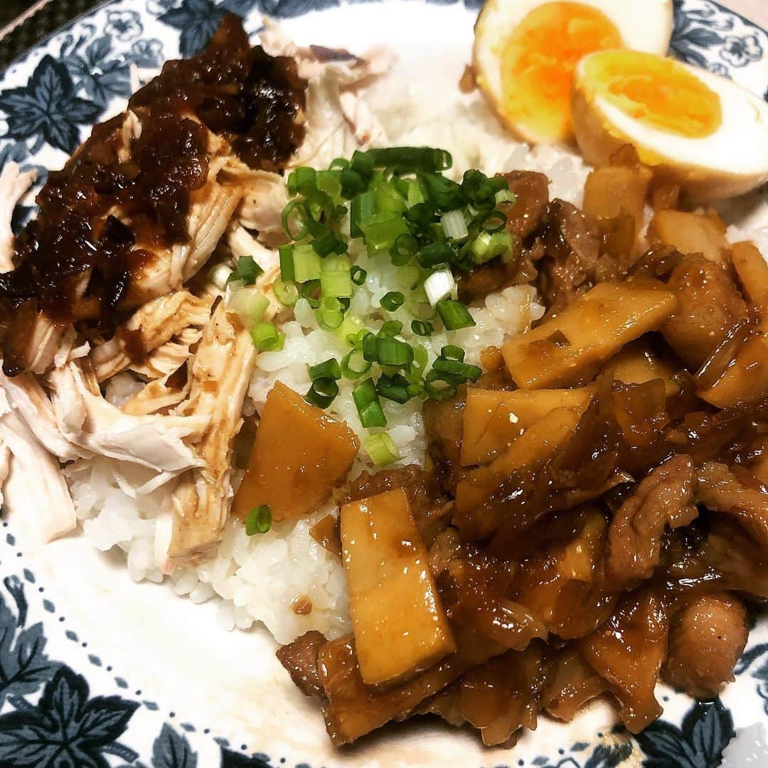 のインスタグラム：「テラハの翔平さんがつくってた魯肉飯と鶏肉飯をつくりました😯やっぱり翔平さんダナー。 女の子で一番好きなのは軽井沢の安未ちゃん！  #魯肉飯 #鶏肉飯 #夜ご飯 #台湾 #台湾ごはん #テラスハウス」