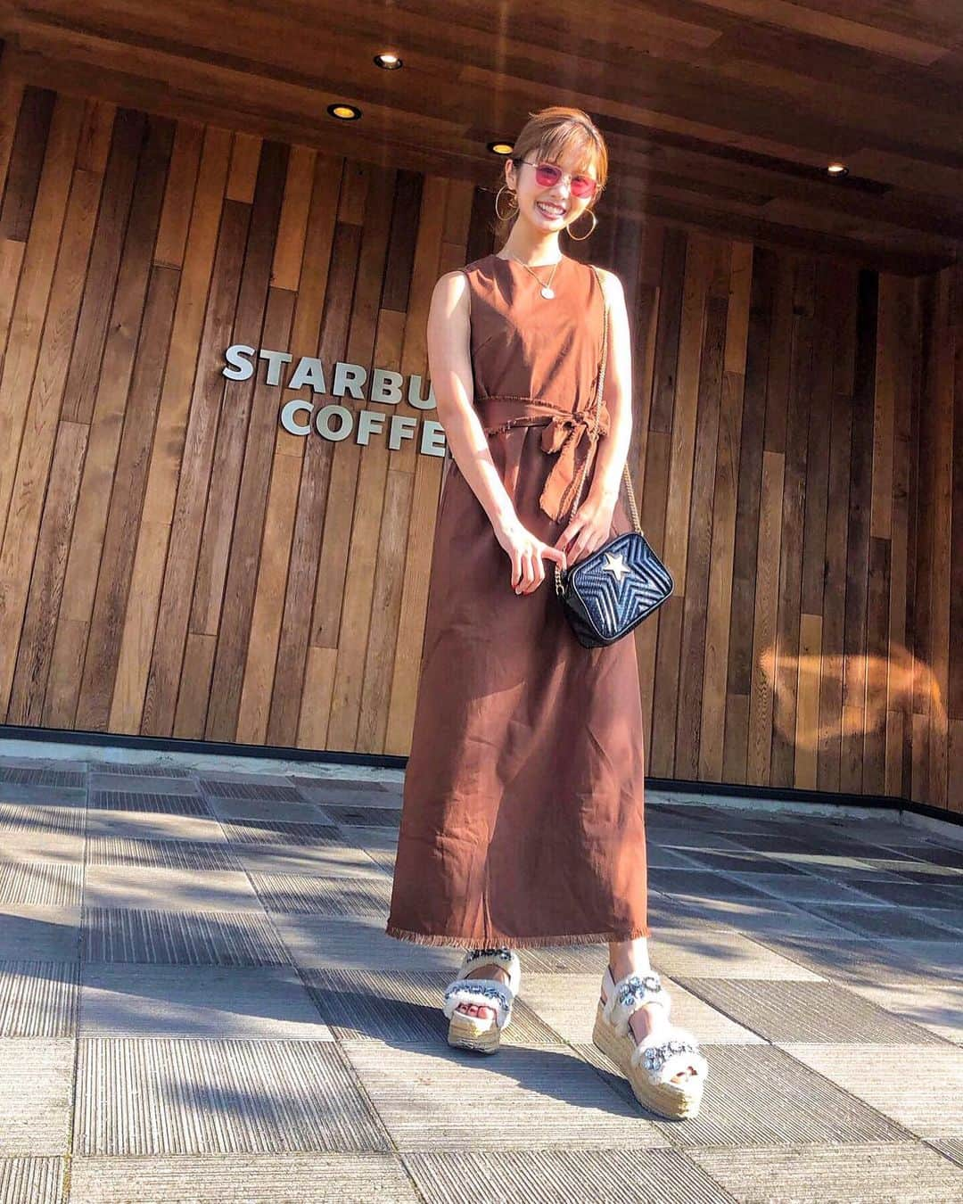 一木美里さんのインスタグラム写真 - (一木美里Instagram)「🍍🌻お盆休み🌻🍉 dress #basementonline bag #stellamccartney  shoes #zara  #fashion#ootd#outfit#summer#cottondress#コットンドレス#アースカラー#ワンピース」8月12日 17時21分 - misato_ichiki