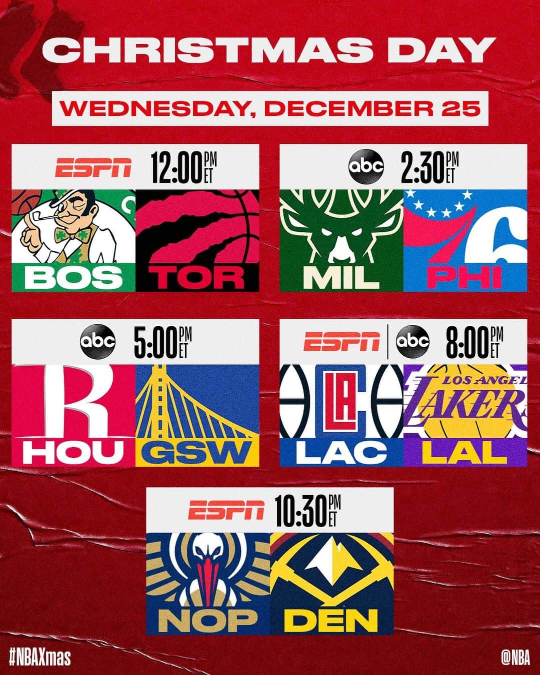 NBAさんのインスタグラム写真 - (NBAInstagram)「👀 the Christmas Day 📺 Schedule! #NBAXmas」8月13日 4時37分 - nba