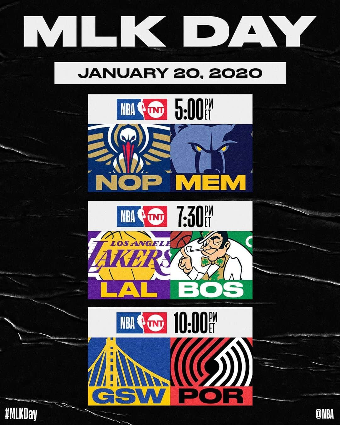 NBAさんのインスタグラム写真 - (NBAInstagram)「👀 the #MLKDay @nbaontnt Schedule!!」8月13日 4時39分 - nba