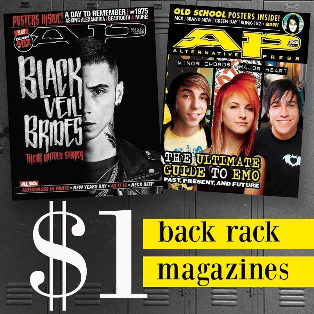 Alternative Pressさんのインスタグラム写真 - (Alternative PressInstagram)「#BackToSchool doesn't have to be a drag 🤘 Snag all of your favorite issues for as low as $1⁠ LINK IN BIO or SHOP.ALTPRESS.COM⁠ .⁠ .⁠ .⁠ #andyblack #blackveilbrides #bvb #alexgaskarth #alltimelow #hayleywilliams #paramore #petewentz #falloutboy #emoguide #emo #bogo #buyonegetonefree #backtoschool #backtoschoolsales #altpress #alternativepress⁠」8月13日 5時10分 - altpress