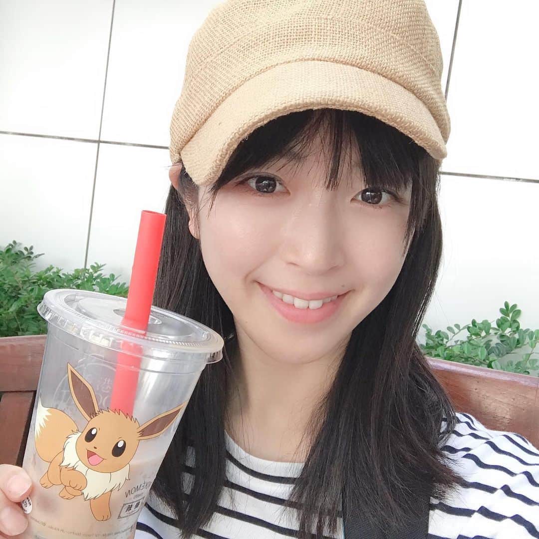 寺島咲のインスタグラム：「タピオカ×ポケモン！ #糖朝#タピオカミルクティー#ポケモン#イーブイ」