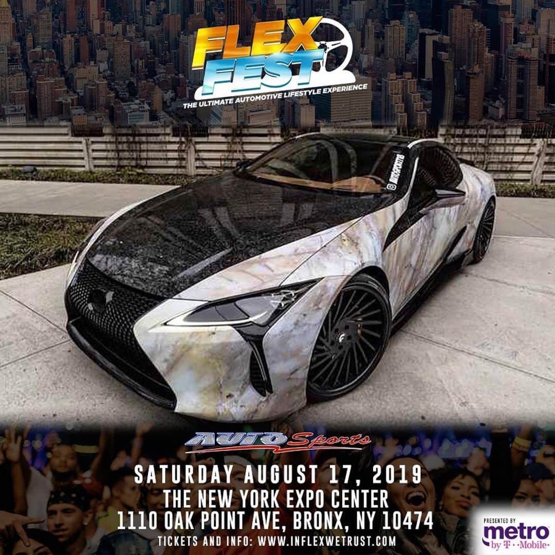 ファンクマスター・フレックスのインスタグラム：「#Repost @flexfestofficial ・・・ FLEX FEST 2019 presented by @metrobytmobile 🔥 . GET YOUR TICKETS ON INFLEXWETRUST.COM . ‪ 𝙏𝙄𝘾𝙆𝙀𝙏𝙎 & 𝘾𝘼𝙍 𝙎𝙃𝙊𝙒 𝙍𝙀𝙂𝙄𝙎𝙏𝙍𝘼𝙏𝙄𝙊𝙉 𝙄𝙉 𝘽𝙄𝙊: - GENERAL ADMISSION = $40 - VIP (INCLUDES ARTIST/VIP LOUNGE ACCESS, BALCONY ACCESS, & FAST ENTRY)= $150 . 𝙁𝙐𝙉𝙆 𝙁𝙇𝙀𝙓 𝘼𝙇𝙊𝙉𝙂𝙎𝙄𝘿𝙀: ‪FRENCH MONTANA‬ ‪DJ KHALED‬ TYRESE A$AP FERG ‪FAT JOE‬ TRIPPIE REDD HIGHBRIDGE THE LABEL LIL TJAY ERIC B & ‪RAKIM‬ CURREN$Y POP SMOKE AMBJAAY . TRACKS BY LIT DIGITAL DJS: BOBBY TRENDS, DJ RED ALERT, CHUCK CHILLOUT DJ SPAZO, DJ HR, TAT WZA . - CAR/TRUCK/MOTORCYCLE SHOW - FOOD TRUCKS - VENDORS . SATURDAY - AUG 17 ‬ The New York Expo Center📍 . @funkflex @joejaxson @d1320don @brianesr  #FlexFest  #FlexFest2019  #funkflex #newyorkexpocenter  #nyccarshow #nyc」