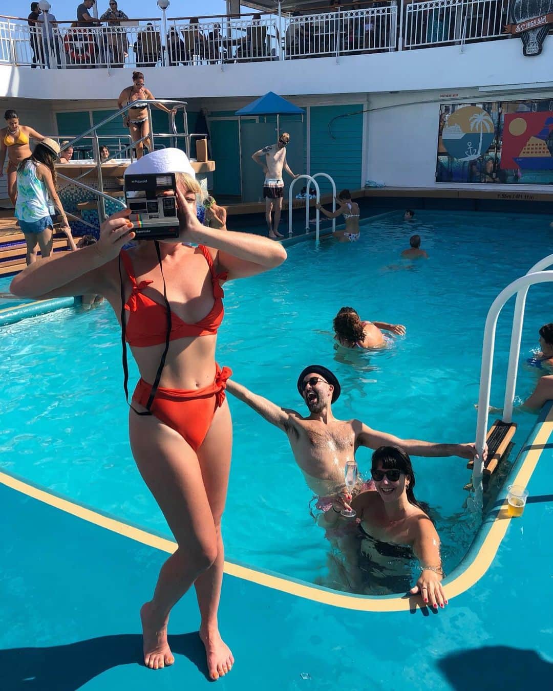 リトル・ブーツさんのインスタグラム写真 - (リトル・ブーツInstagram)「*’Boy with the Arab strap’ plays constantly on loop in the background* @boatyweekender what a weekend ⚓️🚢💦🐙 . . . #theboatyweekender #boatyweekender #cruise #cruising #norwegianpearl #cruiseship #doughboys #pool #swimmingpool #polaroid #redbikini #sailing #belleandsebastian #boywiththearabstrap #swimwear」8月13日 1時01分 - littlebootsmusic