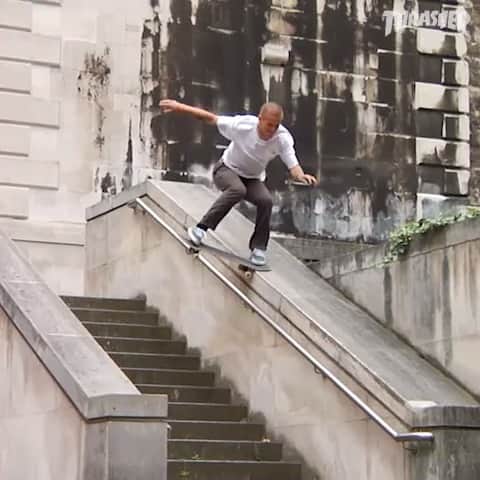 スラッシャーのインスタグラム：「👉🏽 @geoffrowley in @vansskate’s ‘Take it Back’ video. Now playing on ThrasherMagazine.com 📡」