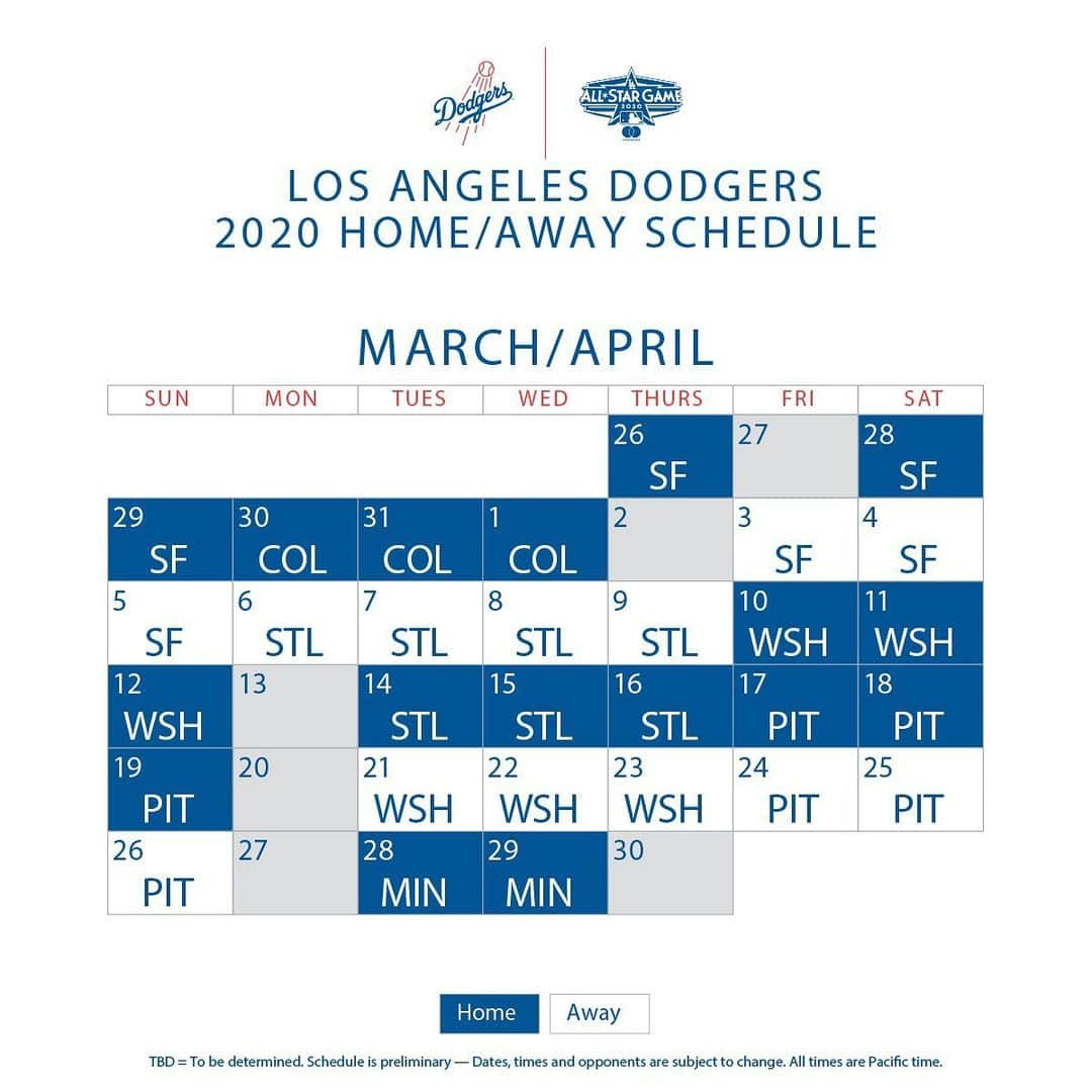 Los Angeles Dodgersさんのインスタグラム写真 - (Los Angeles DodgersInstagram)「‪Mark your calendar! ‬  The 2020 season schedule is here. Which series should we mark you down for? ‬」8月13日 2時19分 - dodgers