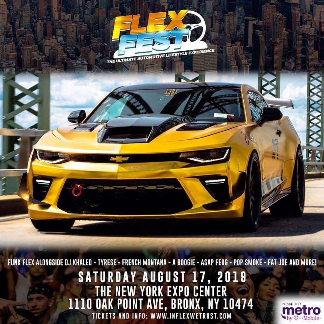 ファンクマスター・フレックスさんのインスタグラム写真 - (ファンクマスター・フレックスInstagram)「#Repost @flexfestofficial ・・・ FLEX FEST 2019 presented by @metrobytmobile 🔥 . GET YOUR TICKETS ON INFLEXWETRUST.COM . ‪ 𝙏𝙄𝘾𝙆𝙀𝙏𝙎 & 𝘾𝘼𝙍 𝙎𝙃𝙊𝙒 𝙍𝙀𝙂𝙄𝙎𝙏𝙍𝘼𝙏𝙄𝙊𝙉 𝙄𝙉 𝘽𝙄𝙊: - GENERAL ADMISSION = $40 - VIP (INCLUDES ARTIST/VIP LOUNGE ACCESS, BALCONY ACCESS, & FAST ENTRY)= $150 . 𝙁𝙐𝙉𝙆 𝙁𝙇𝙀𝙓 𝘼𝙇𝙊𝙉𝙂𝙎𝙄𝘿𝙀: ‪FRENCH MONTANA‬ ‪DJ KHALED‬ TYRESE A$AP FERG ‪FAT JOE‬ TRIPPIE REDD HIGHBRIDGE THE LABEL LIL TJAY ERIC B & ‪RAKIM‬ CURREN$Y POP SMOKE AMBJAAY . TRACKS BY LIT DIGITAL DJS: BOBBY TRENDS, DJ RED ALERT, CHUCK CHILLOUT DJ SPAZO, DJ HR, TAT WZA . - CAR/TRUCK/MOTORCYCLE SHOW - FOOD TRUCKS - VENDORS . SATURDAY - AUG 17 ‬ The New York Expo Center📍 . @funkflex @joejaxson @d1320don @brianesr  #FlexFest  #FlexFest2019  #funkflex #newyorkexpocenter  #nyccarshow #nyc」8月13日 2時35分 - funkflex