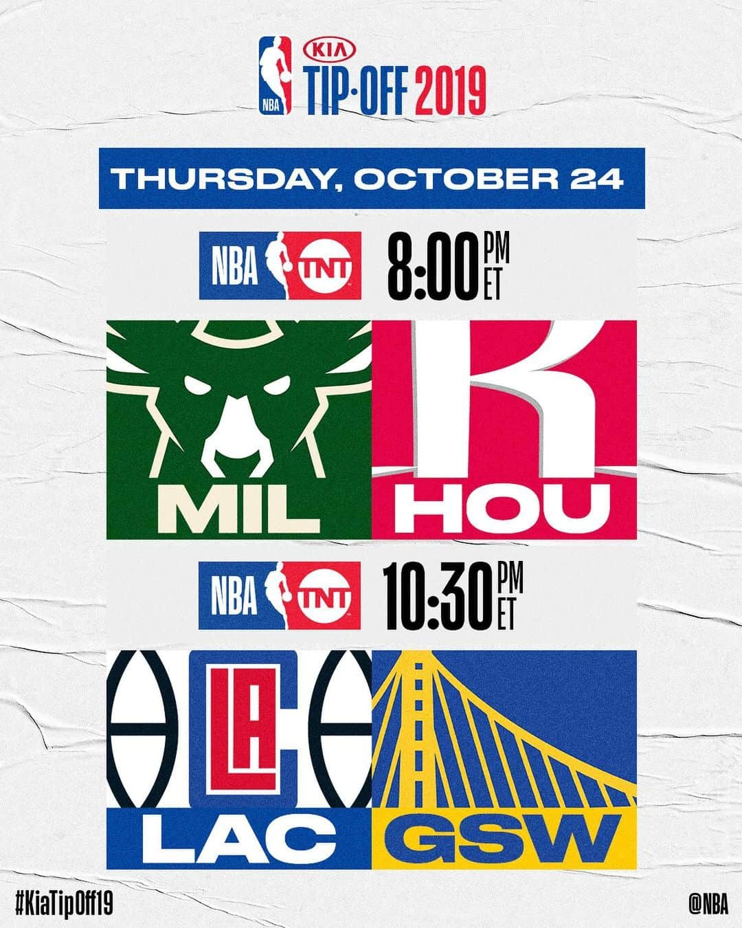 NBAさんのインスタグラム写真 - (NBAInstagram)「👀 the #KiaTipOff19 📺 Schedule!!」8月13日 4時10分 - nba