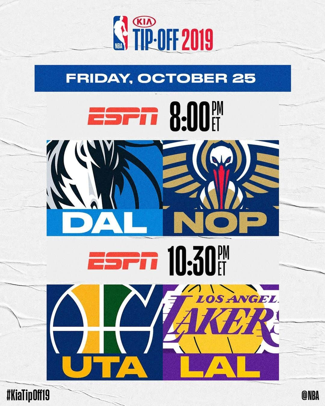 NBAさんのインスタグラム写真 - (NBAInstagram)「👀 the #KiaTipOff19 📺 Schedule!!」8月13日 4時10分 - nba