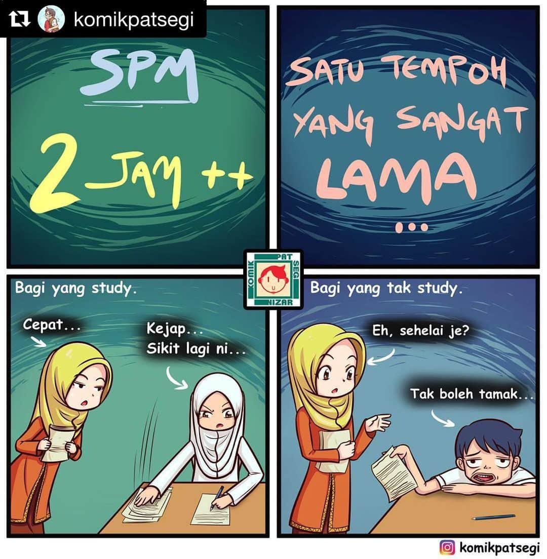 Koleksi Komik Malaysiaさんのインスタグラム写真 - (Koleksi Komik MalaysiaInstagram)「#Repost @komikpatsegi with @get_repost ・・・ Bila taktau nak jawab apa sebab tak study, maka tidurlah jawapannya.. Buat adik2 sekalian, gunakanlah waktu yang berbaki beberapa hari saja lagi ni untuk melakukan pecutan terakhir. 😁  #komikmalaysia #komik #kartunmalaysia #mememalaysia #gengkomik #doodlemalaysia #komikstrip #malaysianart #komikm #spm #komikpendek #KomikPatSegi #komikindo #komikinajah」8月13日 14時57分 - tokkmungg_exclusive