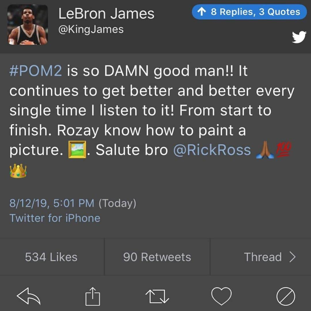 リック・ロスさんのインスタグラム写真 - (リック・ロスInstagram)「Thank my bro @kingjames and everyone for the #portofmiami2 love!  Support/stream my new album #pom2 now 🔥」8月13日 6時46分 - richforever