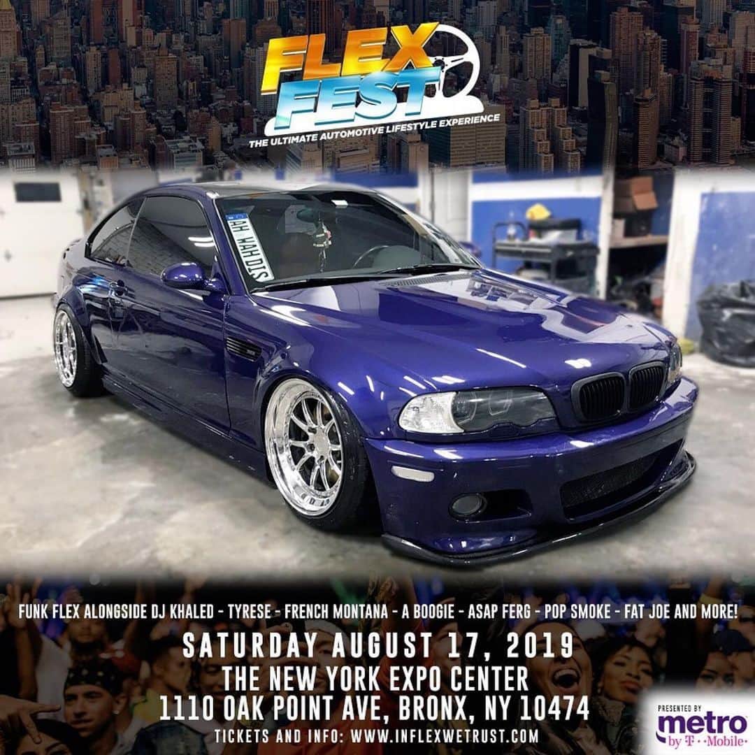 ファンクマスター・フレックスのインスタグラム：「#Repost @flexfestofficial ・・・ FLEX FEST 2019 presented by @metrobytmobile 🔥 . GET YOUR TICKETS ON INFLEXWETRUST.COM . ‪ 𝙏𝙄𝘾𝙆𝙀𝙏𝙎 & 𝘾𝘼𝙍 𝙎𝙃𝙊𝙒 𝙍𝙀𝙂𝙄𝙎𝙏𝙍𝘼𝙏𝙄𝙊𝙉 𝙄𝙉 𝘽𝙄𝙊: - GENERAL ADMISSION = $40 - VIP (INCLUDES ARTIST/VIP LOUNGE ACCESS, BALCONY ACCESS, & FAST ENTRY)= $150 . 𝙁𝙐𝙉𝙆 𝙁𝙇𝙀𝙓 𝘼𝙇𝙊𝙉𝙂𝙎𝙄𝘿𝙀: ‪FRENCH MONTANA‬ ‪DJ KHALED‬ TYRESE A$AP FERG ‪FAT JOE‬ TRIPPIE REDD HIGHBRIDGE THE LABEL LIL TJAY ERIC B & ‪RAKIM‬ CURREN$Y POP SMOKE AMBJAAY . TRACKS BY LIT DIGITAL DJS: BOBBY TRENDS, DJ RED ALERT, CHUCK CHILLOUT DJ SPAZO, DJ HR, TAT WZA . - CAR/TRUCK/MOTORCYCLE SHOW - FOOD TRUCKS - VENDORS . SATURDAY - AUG 17 ‬ The New York Expo Center📍 . @funkflex @joejaxson @d1320don @brianesr  #FlexFest  #FlexFest2019  #funkflex #newyorkexpocenter  #nyccarshow #nyceats」