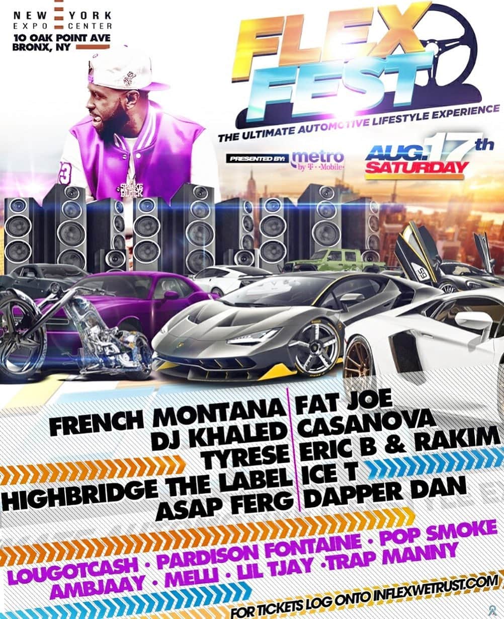 ファンクマスター・フレックスのインスタグラム：「THIS SATURDAY! @flexfestofficial !!!! Doors open 2pm! (Better get there 12noon) $40 at the door! 8 blocks blocked off for diagonal parking! AC BLOWING HEAVY! @litdigitaldjs on the set! VIP EXPERIENCE ALOWS U TO SKIP THE LINE! HIT LINK IN BIO FOR TICKETS!」