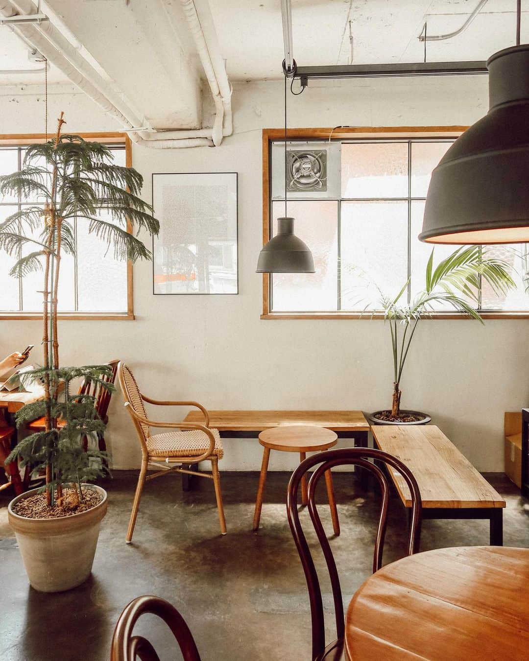 W E Y L I Eのインスタグラム：「I sometimes dream about owning a small shop selling sustainable stationary supplies & clothing with a cafe like this attached to it. There would also be a cute outdoor area where people can bring their pups to hang with my pups. Would you come to my store if this dream were a reality? 💫」