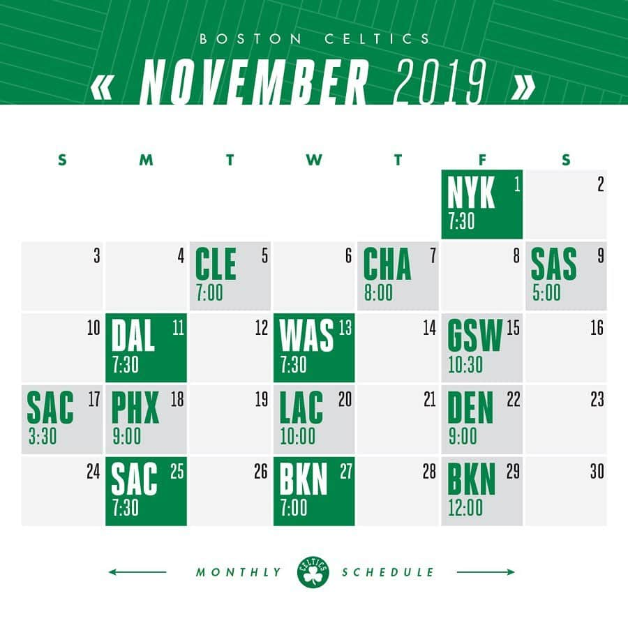 ボストン・セルティックスさんのインスタグラム写真 - (ボストン・セルティックスInstagram)「Your monthly #Celtics schedule ⏩ swipe through April and save this post for viewing all season ☘️📅」8月13日 8時28分 - celtics