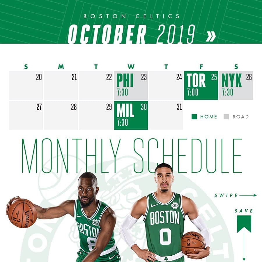ボストン・セルティックスさんのインスタグラム写真 - (ボストン・セルティックスInstagram)「Your monthly #Celtics schedule ⏩ swipe through April and save this post for viewing all season ☘️📅」8月13日 8時28分 - celtics