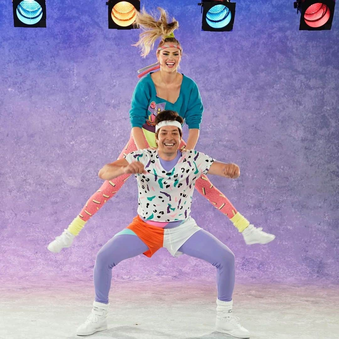 ジミー・ファロンさんのインスタグラム写真 - (ジミー・ファロンInstagram)「Found a workout tape from the 80’s with instructors that looked like me and @kateupton. I’m the one jumping. #FallonTonight」8月13日 10時09分 - jimmyfallon