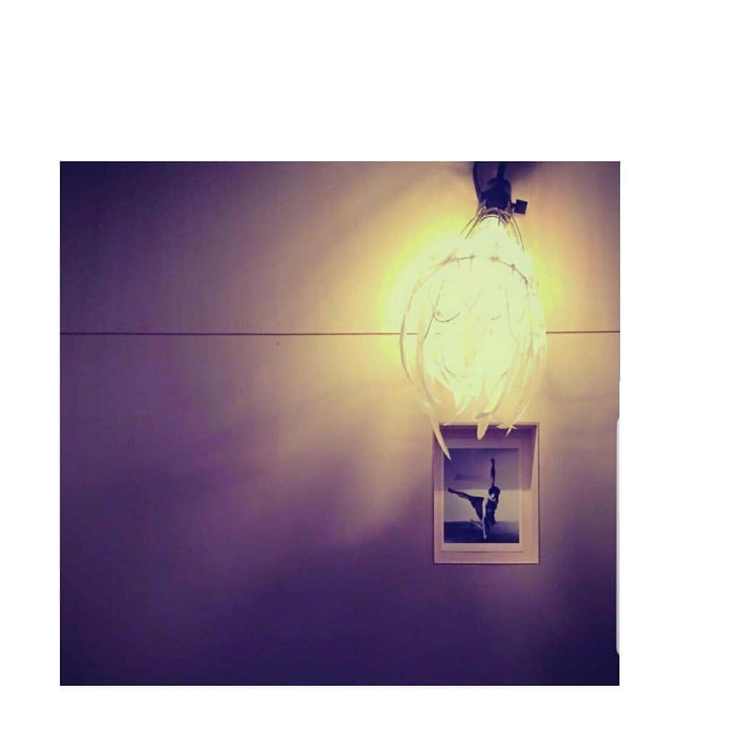 信國太志のインスタグラム：「自作の照明器具。 I designed light with feather and located besides long corridor to toilet of a wine bar I designed.」