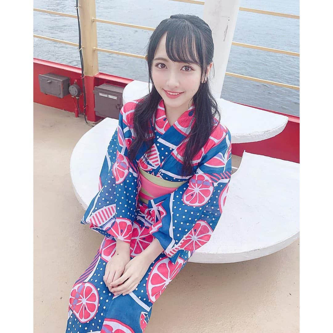 石田千穂さんのインスタグラム写真 - (石田千穂Instagram)「． 瀬戸内レモン柄！！ #多分 #🍋 ． #浴衣 #浴衣女子 #浴衣ヘア  #浴衣ヘアアレンジ #ハーフアップ #ハーフアップお団子  #STU48 #idol #石田千穂」8月13日 22時56分 - chiho_ishida