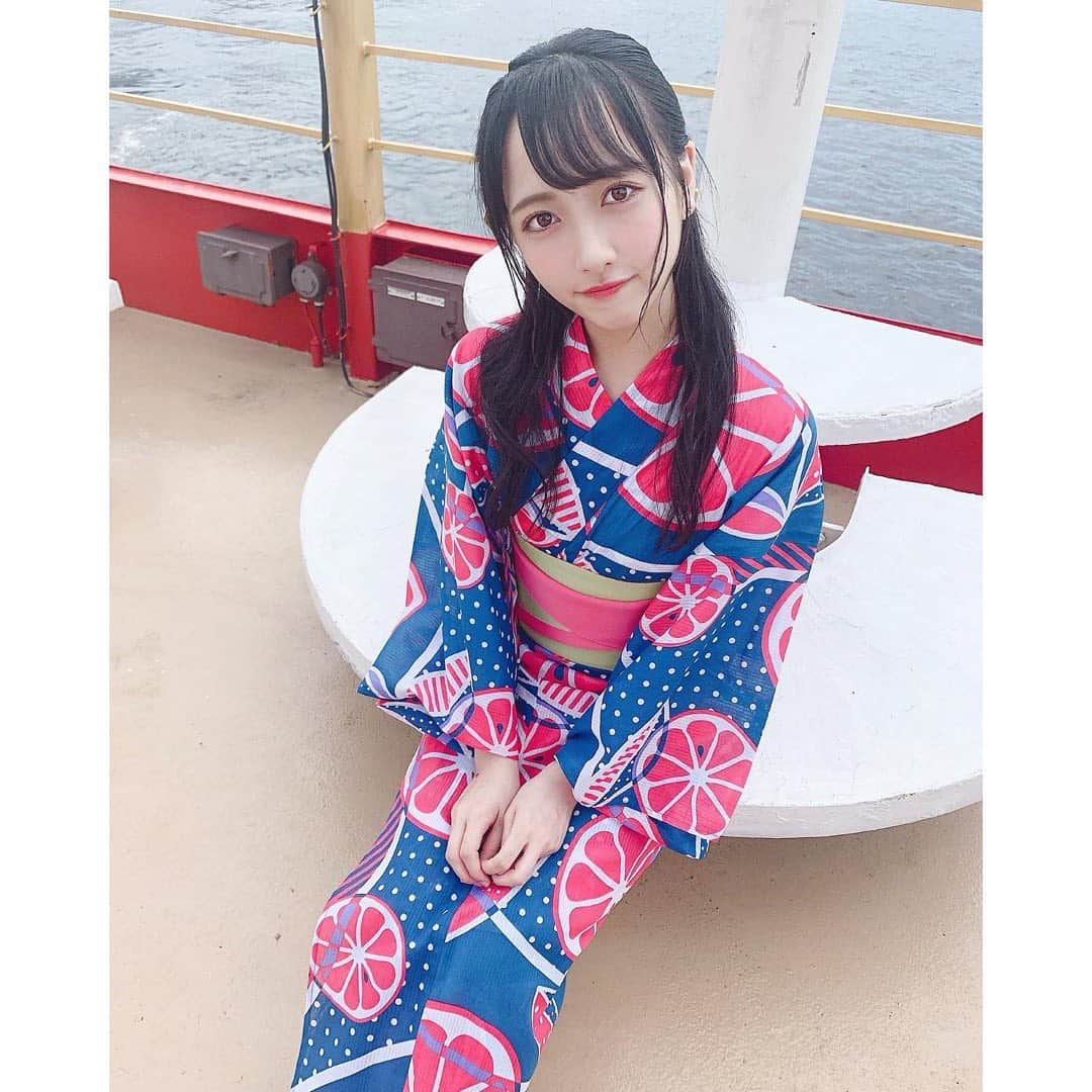 石田千穂さんのインスタグラム写真 - (石田千穂Instagram)「． 瀬戸内レモン柄！！ #多分 #🍋 ． #浴衣 #浴衣女子 #浴衣ヘア  #浴衣ヘアアレンジ #ハーフアップ #ハーフアップお団子  #STU48 #idol #石田千穂」8月13日 22時56分 - chiho_ishida