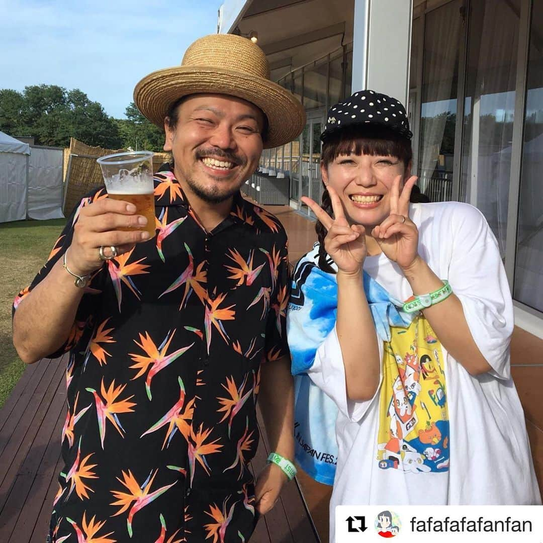 シーサーさんのインスタグラム写真 - (シーサーInstagram)「・ 野外でくるり。 サイ＆コウがすぎた◎  #くるり #QURULI #RIJF2019 #ロッキンジャパン  #Repost @fafafafafanfan ・・・ 20190812 シーサーさんと会えた✌️🎺🎺✌️ #doberman_ska #mongol800」8月13日 18時25分 - __seasir__