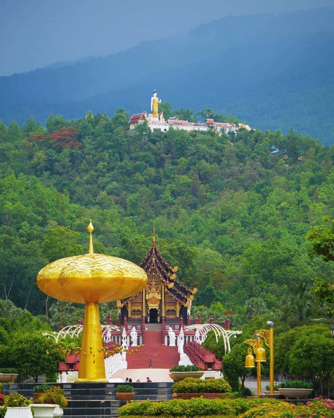 タイ国政府観光庁さんのインスタグラム写真 - (タイ国政府観光庁Instagram)「サワッディー・カー✨﻿ ﻿ 今週の #こんなタイ知らなかった は、チェンマイ郊外のラーチャプルック花博記念公園からの一枚📸﻿ ﻿ 深い緑に囲まれた仏像を望む寺院の写真が見事です👏﻿ ﻿ @nana_so さん、コップン・カー🙏﻿ ﻿ ・・・・・・・﻿ 今まで知らなかったタイの魅力を見つけたら、ハッシュタグ #こんなタイ知らなかった をつけて投稿して下さい！こちらでご紹介させて頂くことがあります。皆さんからの投稿をお待ちしています😊﻿ ﻿ #repost #タイ #チェンマイ #ラーチャプルック花博記念公園 #タイ寺院 #お寺巡り #仏像 #熱帯雨林 #こんなタイ知らなかった #タイを知りつくす #タイ旅行 #チェンマイ旅行 #ファインダー越しの私の世界 #写真好きな人と繋がりたい #旅好きな人と繋がりたい #旅行好きな人と繋がりたい #海外旅行 #thailand #chiangmai #royalparkrajapruek #temple #amazingthailand #thailandtravel #thailandtrip #thai #thaistagram #lovethailand #thainess」8月13日 18時42分 - amazingthailandjp