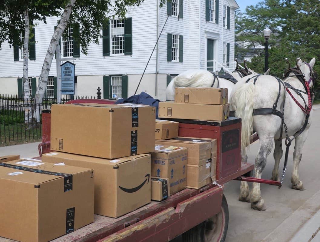 NBC Newsさんのインスタグラム写真 - (NBC NewsInstagram)「#Amazon deliveries arrive via horse and carriage on #MackinacIsland in Michigan. . 📷 Alex Seitz-Wald」8月13日 22時47分 - nbcnews