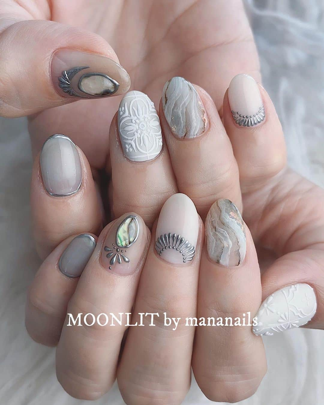 mananailsさんのインスタグラム写真 - (mananailsInstagram)「tile & marble ㅤ ☾120min design」8月14日 8時39分 - mananails