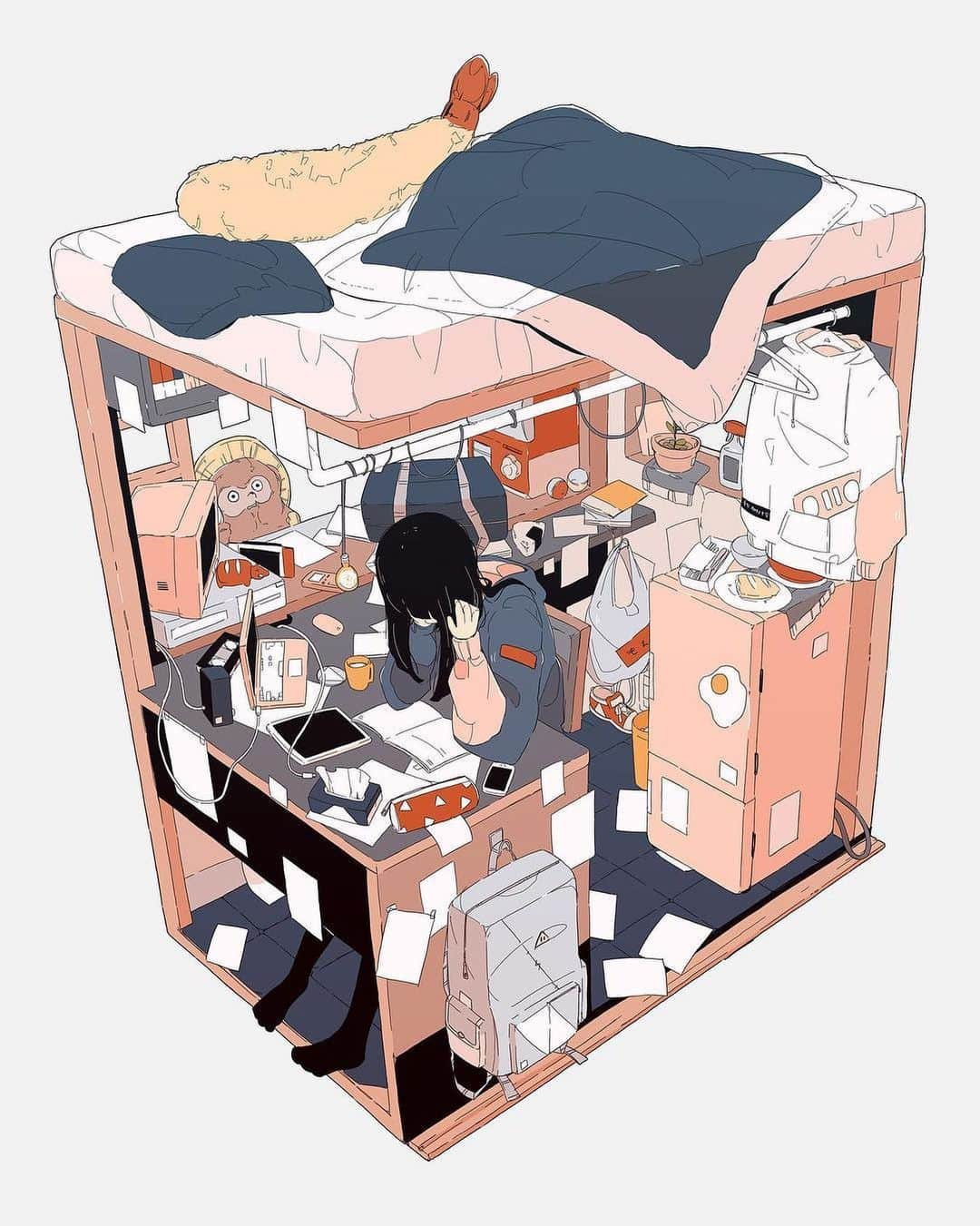 Instagramさんのインスタグラム写真 - (InstagramInstagram)「Daisuke Richard’s (@daisukerichard) pastel illustrations represent the emotional uncertainties of teenage life. “The combination of a girl and a messy room is kind of like the gap between the outside appearance and the inside substance,” says the Japanese illustrator. ⁣ ⁣ Illustration by @daisukerichard」8月14日 1時06分 - instagram