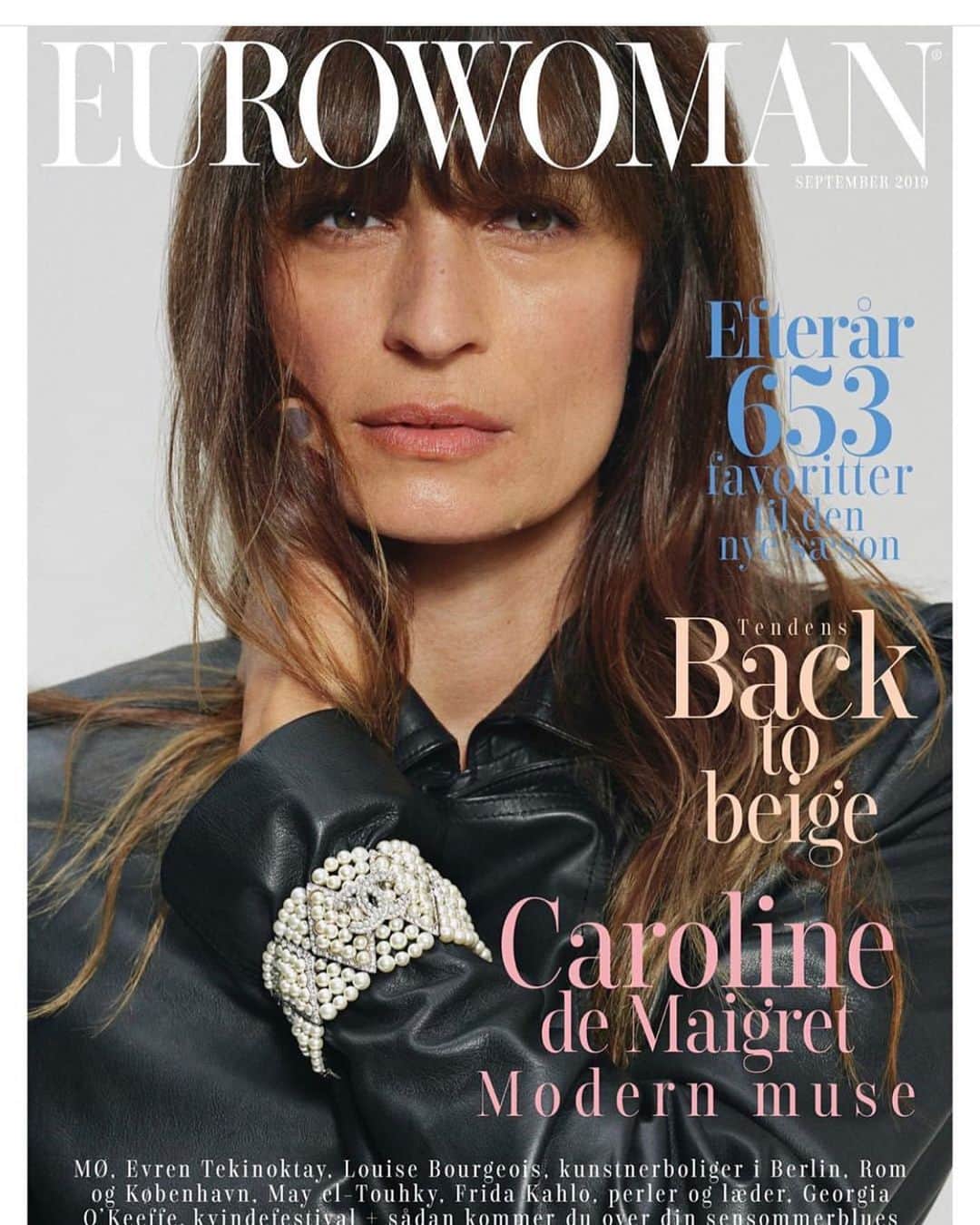 カロリーヌ・ド・メグレのインスタグラム：「🇩🇰 New @eurowomandk cover (September issue) Photo @rasmuswengkarlsen  Stylism @victoriasaceanu  Makeup @kat__reyes  Hair @Ludovic.bordas Interview @anneliseeskesen @safemgmt」