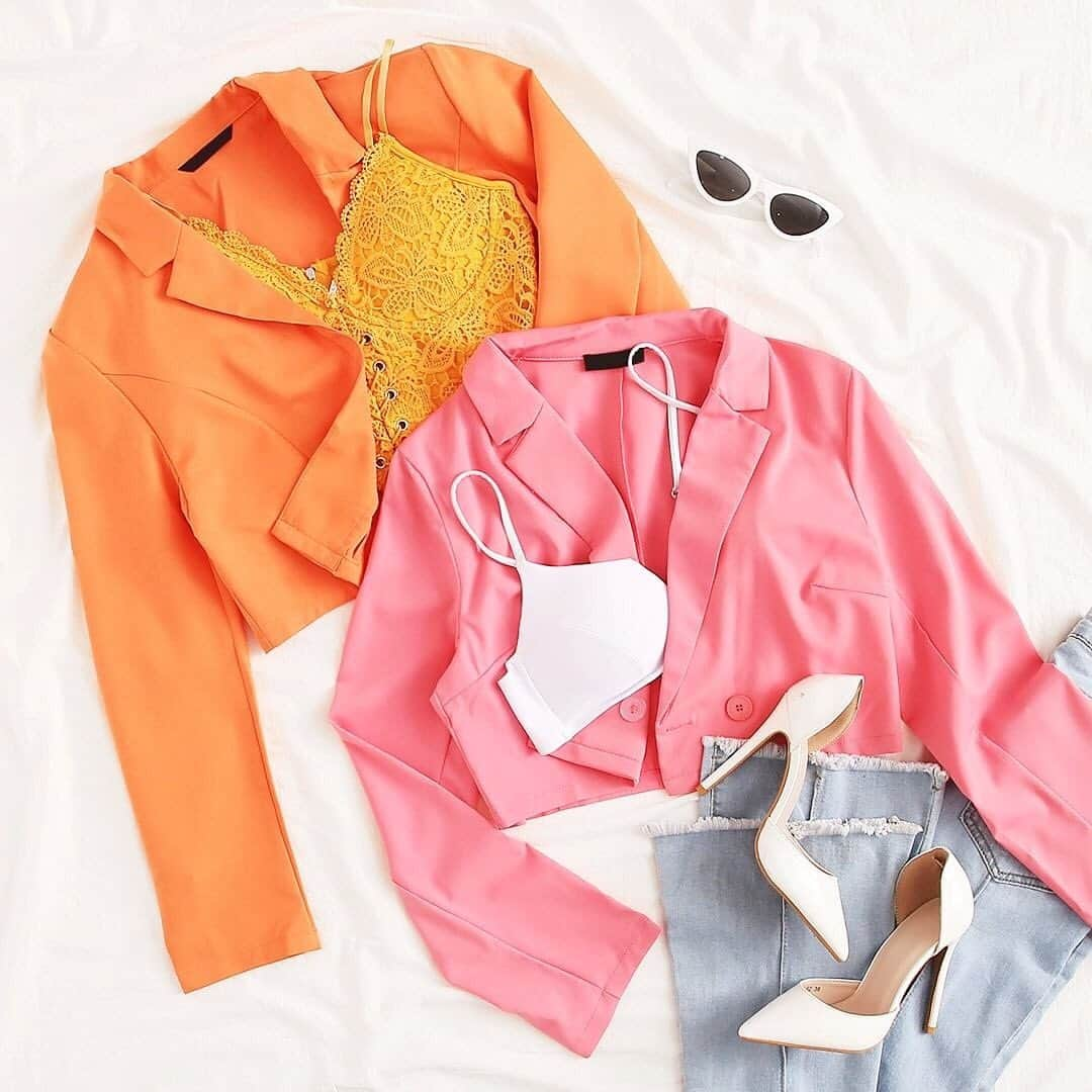 SHEINさんのインスタグラム写真 - (SHEINInstagram)「Color poppin' layers💖🧡 Shop 'SHEIN Notched Collar Buttoned Blazer' link in bio. ID:740377,762998 #SHEIN #SHEINOOTD #SHEINstyle #OOTD #blazer #collar #SHEINfw2019」8月14日 17時41分 - sheinofficial