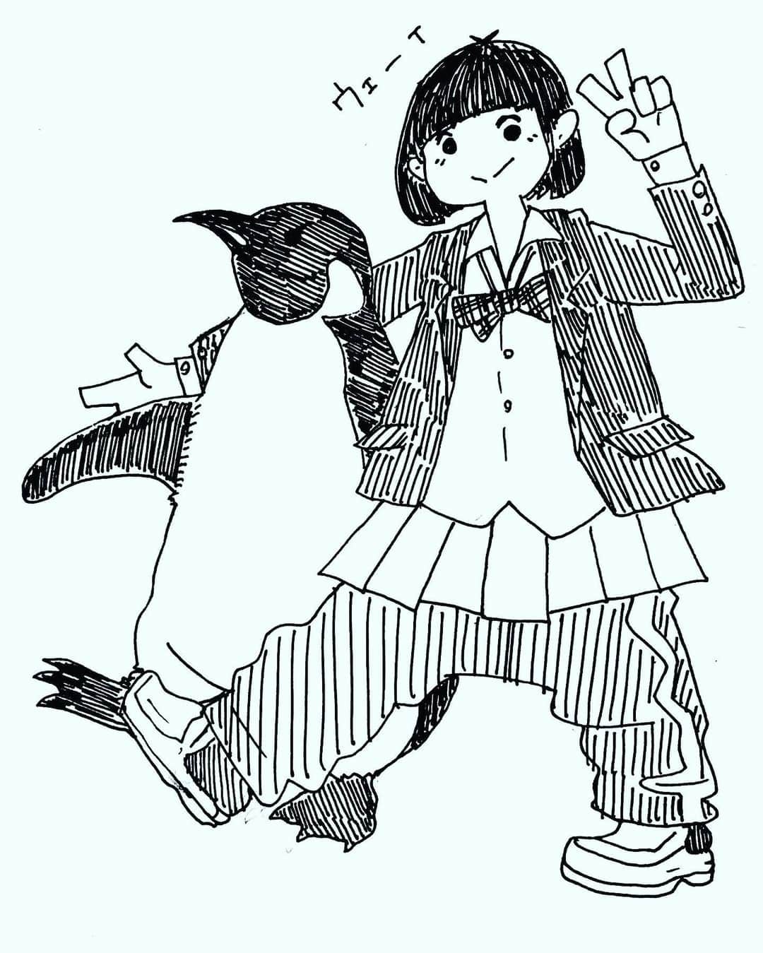 井上緑さんのインスタグラム写真 - (井上緑Instagram)「ウェーイ  #ペンギン と #JK」8月14日 17時52分 - ryokuo_kun
