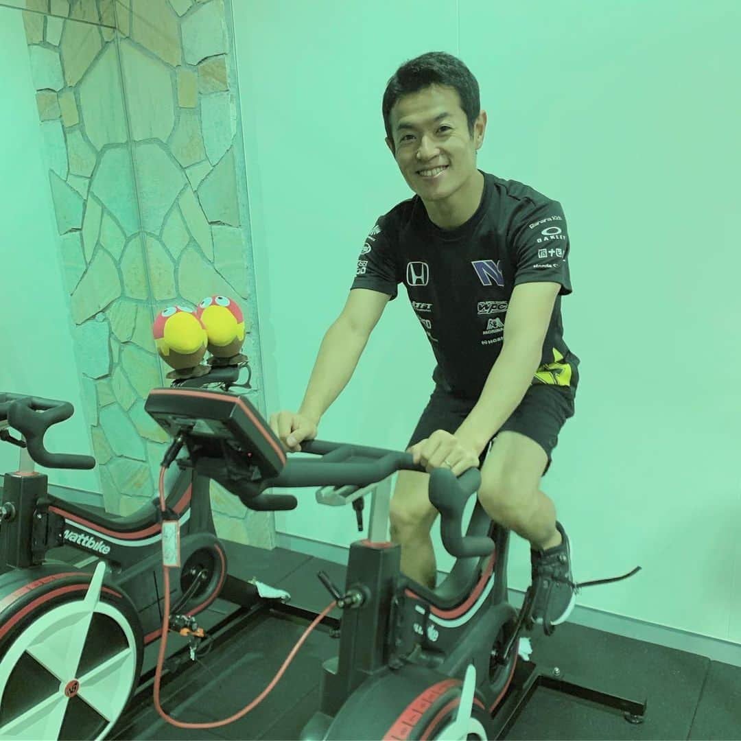 山本尚貴のインスタグラム：「SFもてぎ前の調整🚴‍♂️ . . . #森永製菓 #トレーニング #inゼリー #いつもお世話になってます #キョロちゃん」