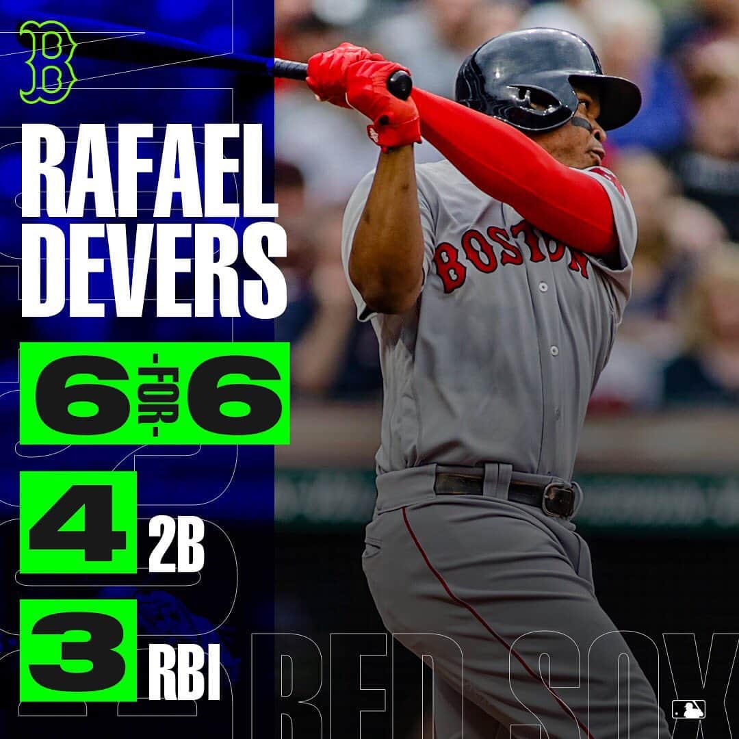 MLBさんのインスタグラム写真 - (MLBInstagram)「Here's the scoop: @rafael.devers is the 1st player in the modern era to have a 6-hit, 4-double game. #TipOfTheCap」8月14日 12時59分 - mlb