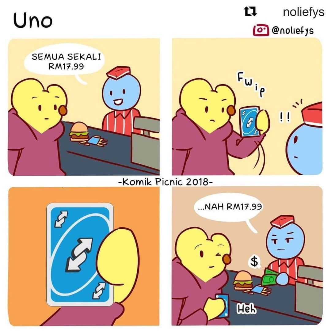 Koleksi Komik Malaysiaさんのインスタグラム写真 - (Koleksi Komik MalaysiaInstagram)「#Repost @noliefys with @get_repost ・・・ Sapa main uno faham lah 🤔 . #memes #komikhambar #komikpicnic #uno #nou #komikmalaysia」8月14日 13時46分 - tokkmungg_exclusive