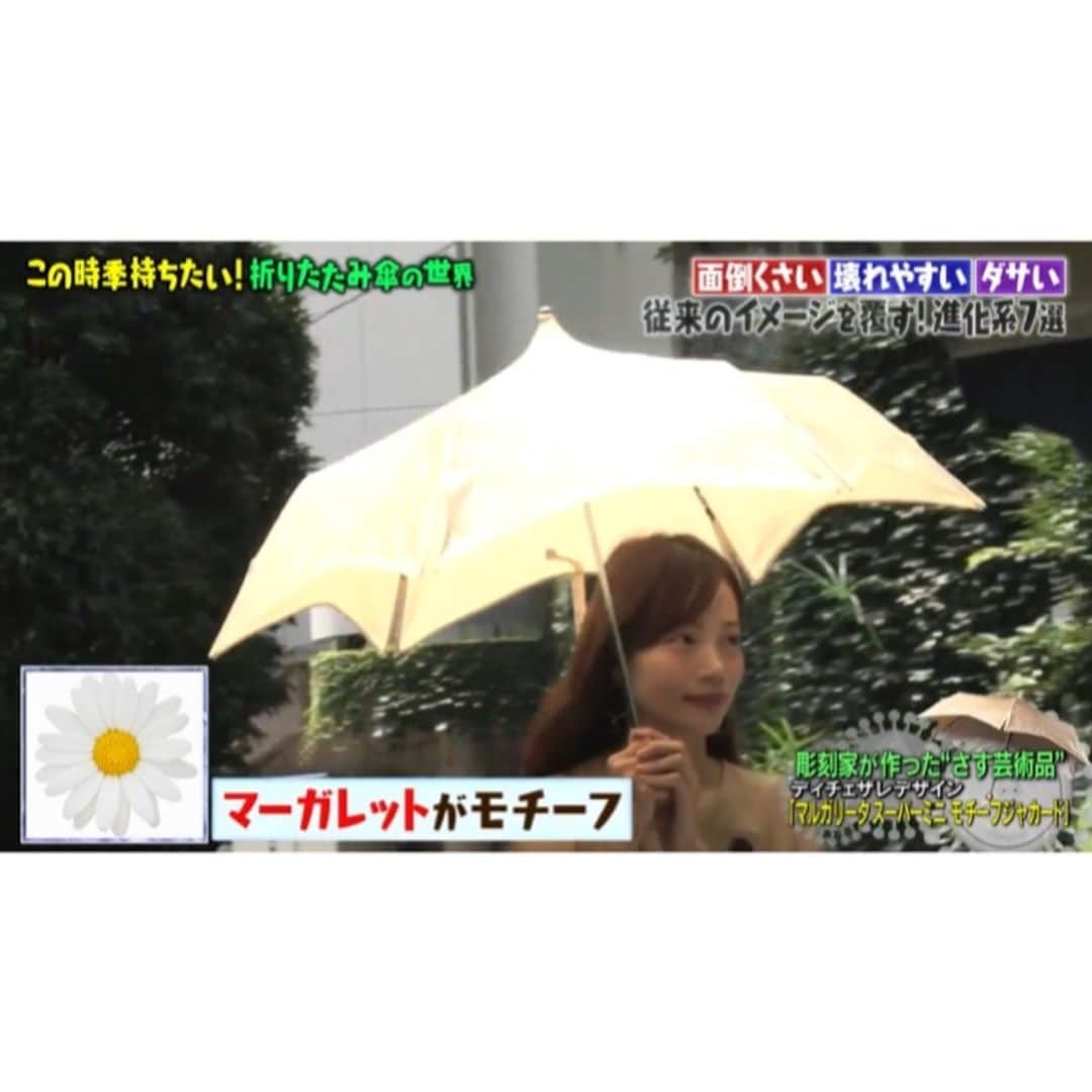 古田ちさこさんのインスタグラム写真 - (古田ちさこInstagram)「気づいてくれた方有難う🐷💗 TBS マツコの知らない世界 折りたたみ傘の世界の回で色んな面白傘を持って歩いたり畳んだりしていました☔️💕 メインで使われていたカットで着ていたワンピースは @7things.official 、ピアスは #AHKAH #アーカー です👼  一番お気に入りはマーガレットがモチーフの傘でした✨ ゲストの土屋博勇喜さん、良い意味で傘変態でしたよね☺️ 私も販売業を長くやっていたから思うのですがその分野の変態みたいな方からお話を聞いてお買い物するのが一番良いなと思います⭐︎働かれているという自由が丘のお店行ってみたいな✨ 載せてないけど折り畳み傘をちょっと煩わしく畳む手元だけのカットが一番上出来だったと思います😂 とあるカープ女子オタクを名乗るお方は手先だけでも私と見抜けていたのが流石だと思いました。笑 屋上ハチミツの世界の方の雄ミツバチの話も面白かった🐝🎶 . #マツコの知らない世界#折りたたみ傘#TBS#黒豚ちゃん#豚じゃないらしい#熊でもないらしい#boobo#ブーブ#何者なんですか」8月14日 15時38分 - chisakofuruta