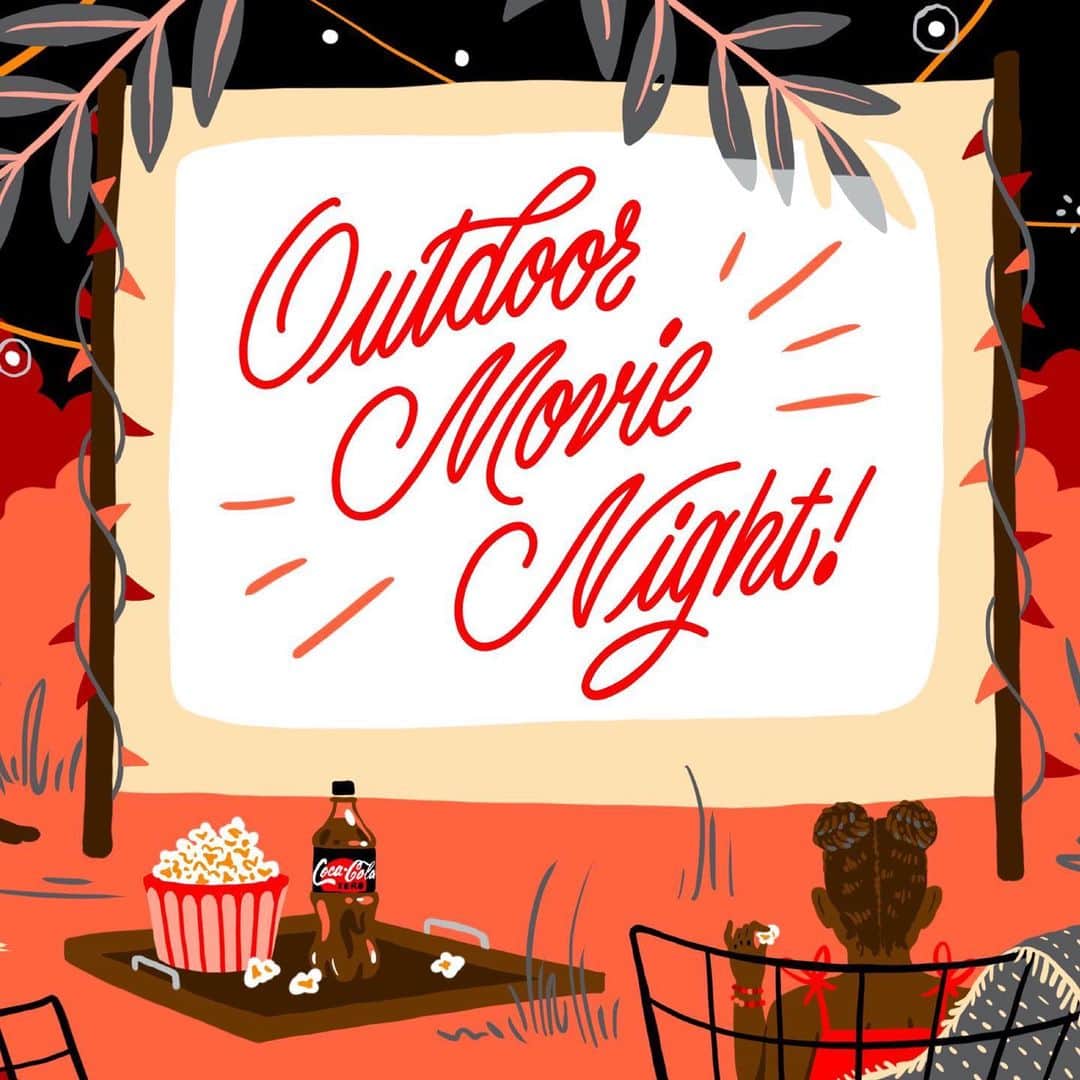 Coca-Colaのインスタグラム：「“If I go out to the movies, chances are high that my purse is filled with snacks - but an outdoor movie night means I won't get in trouble for talking or sneaking snacks!” — artist @moniqueaimee on one of her favorite activities.」