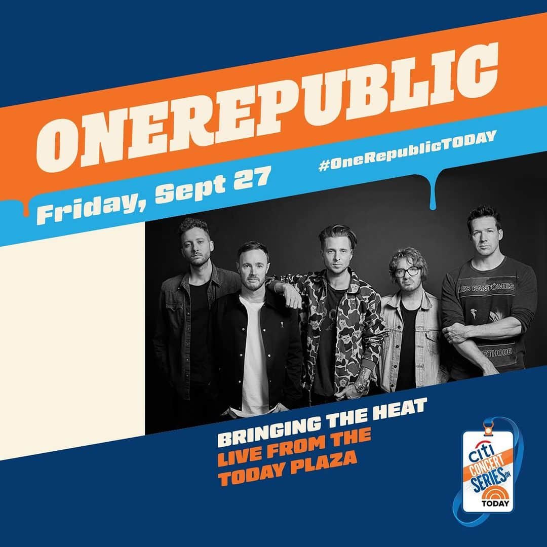 OneRepublicさんのインスタグラム写真 - (OneRepublicInstagram)「We’re performing live from the Today Plaza on Friday, Sept 27 ☀️ #OneRepublicTODAY (link in story)」8月15日 4時03分 - onerepublic