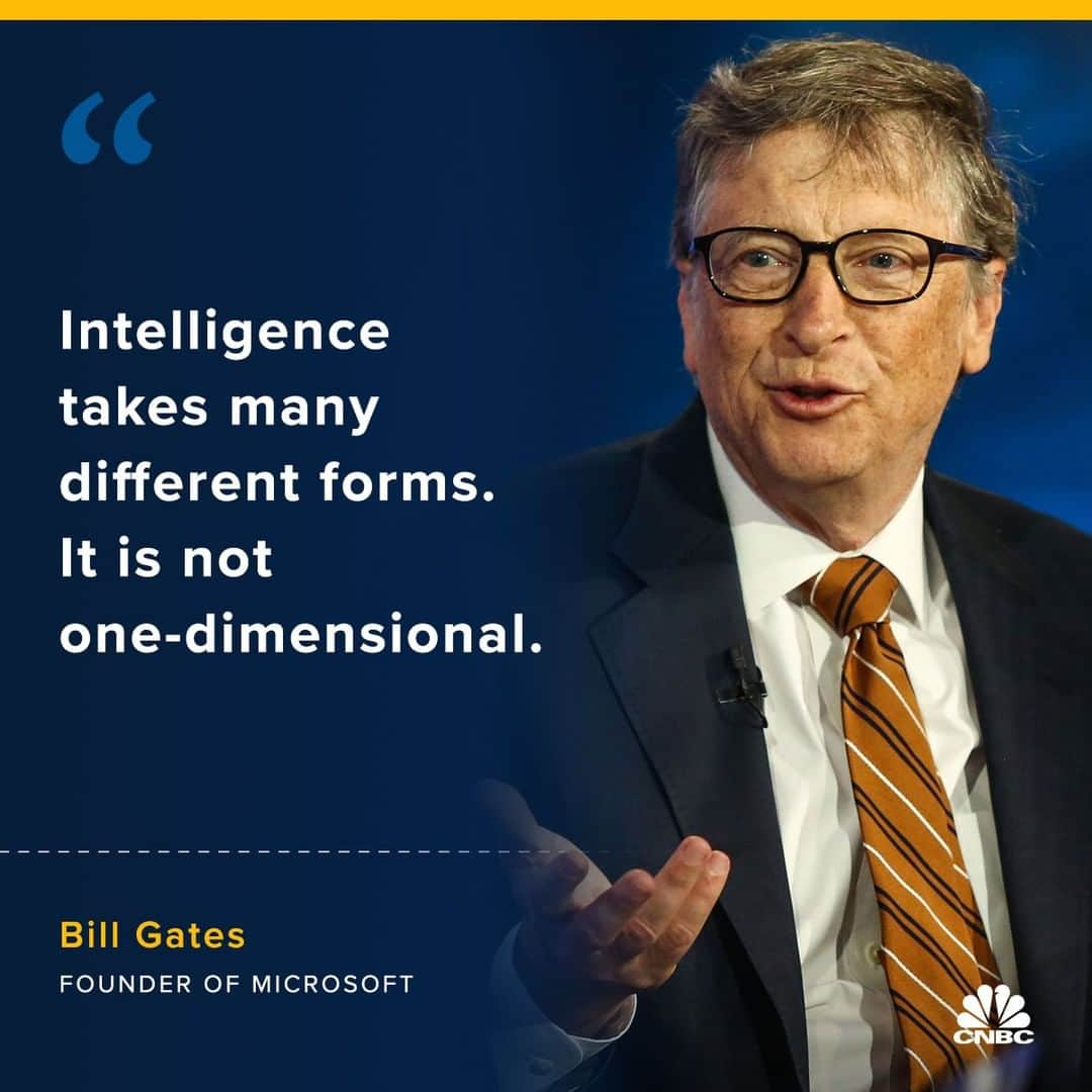 CNBCさんのインスタグラム写真 - (CNBCInstagram)「Bill Gates is undoubtedly an intelligent man.⁠ ⁠ As the founder of Microsoft, he is worth more than $100 billion.⁠ ⁠ But according to the billionaire, intelligence isn’t one-size-fits-all.⁠ ⁠ “I was so naive about different skill sets,” Gates said. “I thought if somebody had a high IQ, they could be good at everything.”⁠ ⁠ High IQ isn’t everything, though. According to one psychologist, there are nine forms of intelligence.⁠ ⁠ To see which type you are, visit the link in bio. (With @CNBCMakeIt)」8月14日 19時55分 - cnbc