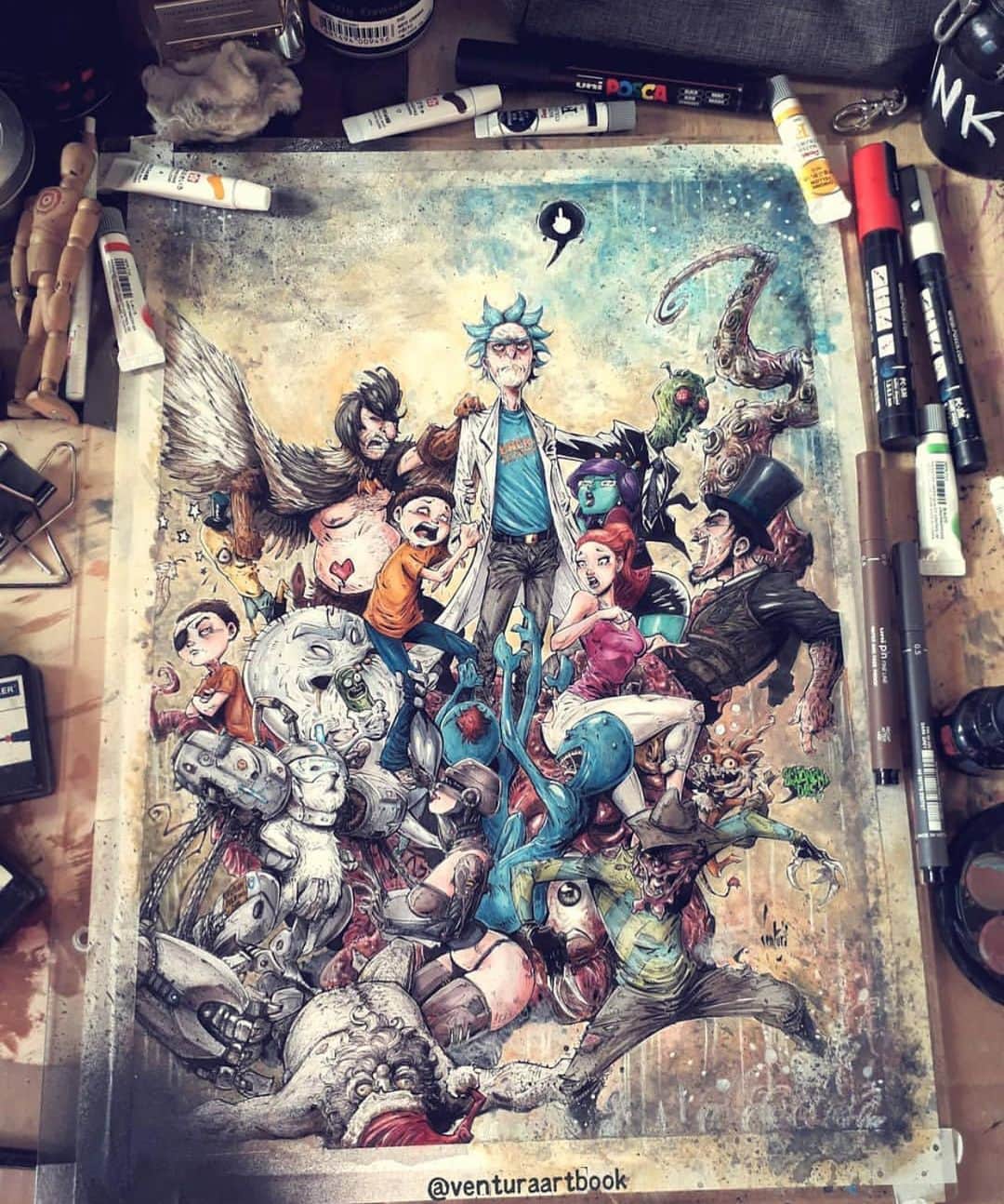 Art Collective Magazineさんのインスタグラム写真 - (Art Collective MagazineInstagram)「Who doesn’t love a bit of @rickandmorty fan art?! The incredible style of @venturaartbook never ceases to amaze us. Be sure to give this guy a follow!」8月14日 20時33分 - art_collective
