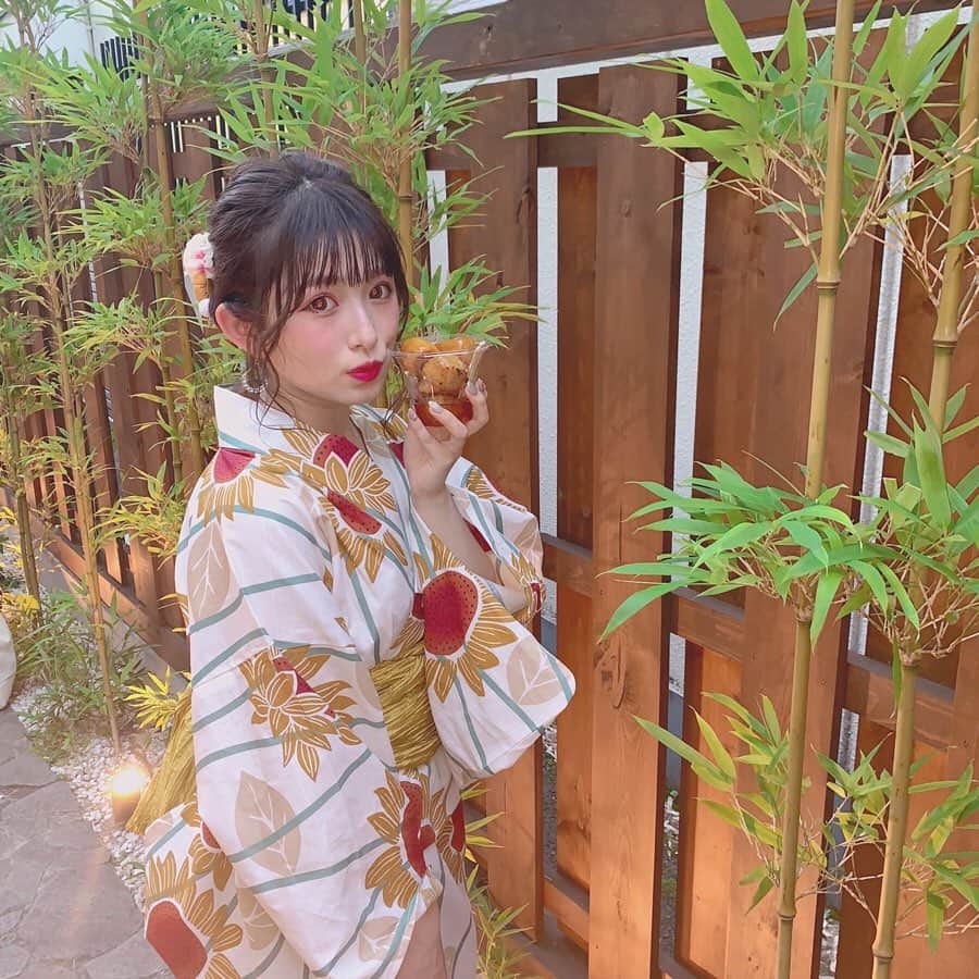 青木菜花のインスタグラム：「.﻿ .﻿ 今年は向日葵柄の浴衣🌻♡﻿ .﻿ . #花火大会 #浴衣 #向日葵 #隅田川花火大会 #浅草 #instagood #instalike #l4l」