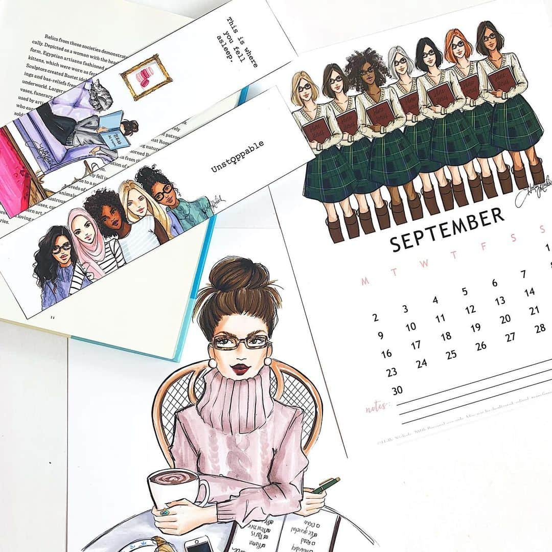 Holly Nicholsさんのインスタグラム写真 - (Holly NicholsInstagram)「A few new exciting additions for planners and bibliophiles! Instant download/printable bookmarks, and the September instant printable calendar! visit hnillustration.etsy.com to buy and download instantly. #Printables #Etsyprints #bibliophile #bookmark #bookmarks #fashionsketch #fashionillustration #coffeelover #copicart #copicmarkers」8月14日 21時25分 - hnicholsillustration