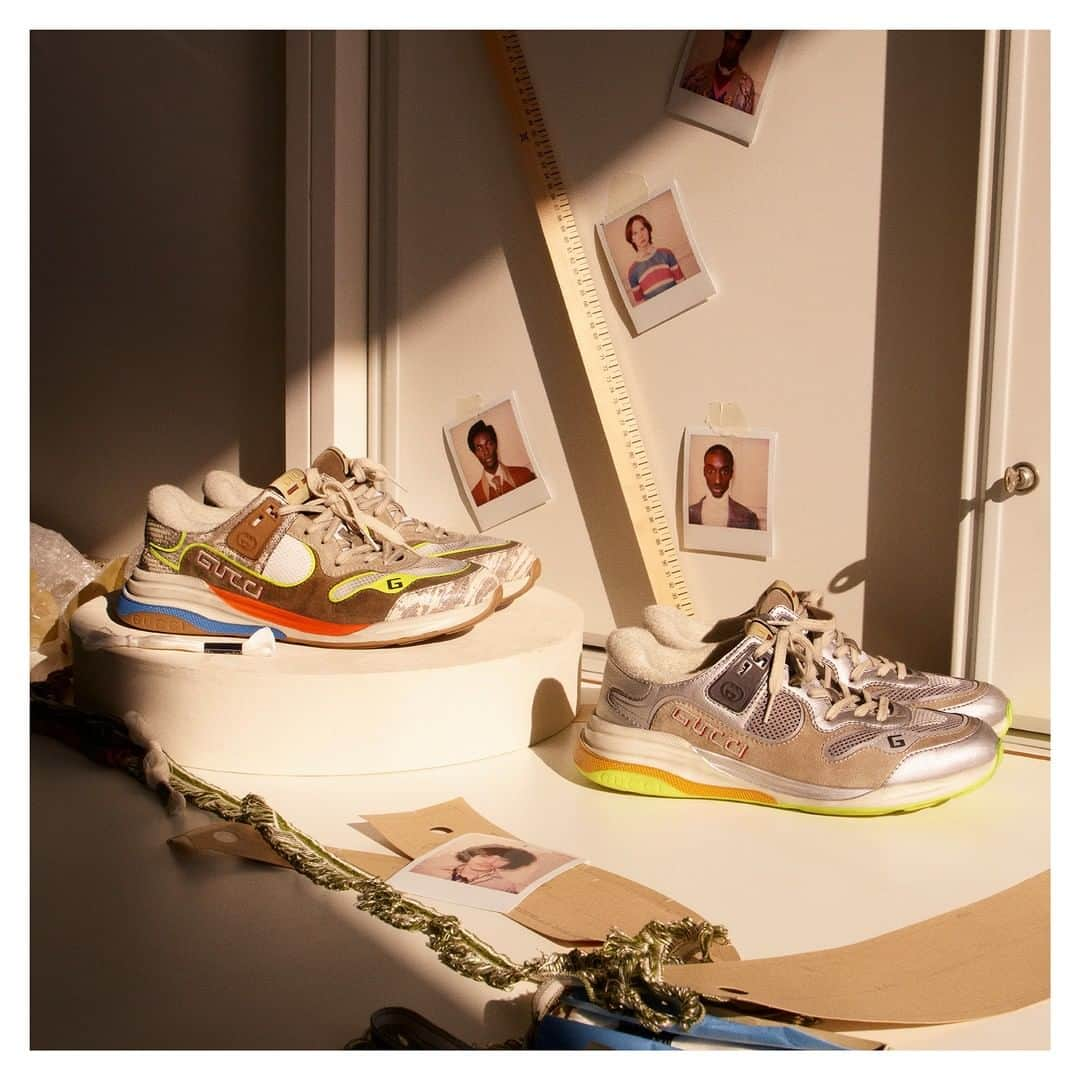 グッチさんのインスタグラム写真 - (グッチInstagram)「Constructed in a diverse mix of leathers and fabrics, the #GucciUltrapace sneaker borrows inspiration from a classic running shoe. Blending printed leather with distressed suede, reflective fabric and mesh trims, the design is further enriched with House details. Discover more through link in bio. #GucciFW19 @alessandro_michele #AlessandroMichele」8月14日 22時02分 - gucci