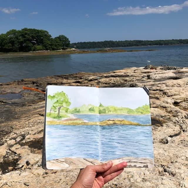 L.L.Beanさんのインスタグラム写真 - (L.L.BeanInstagram)「L.L.Bean employee Cindy S.'s #BeanOutsider goal is to spend more time doing art on location. Last month she went for it in Yarmouth, Maine, with some post-kayak, post-picnic painting!」8月15日 0時04分 - llbean