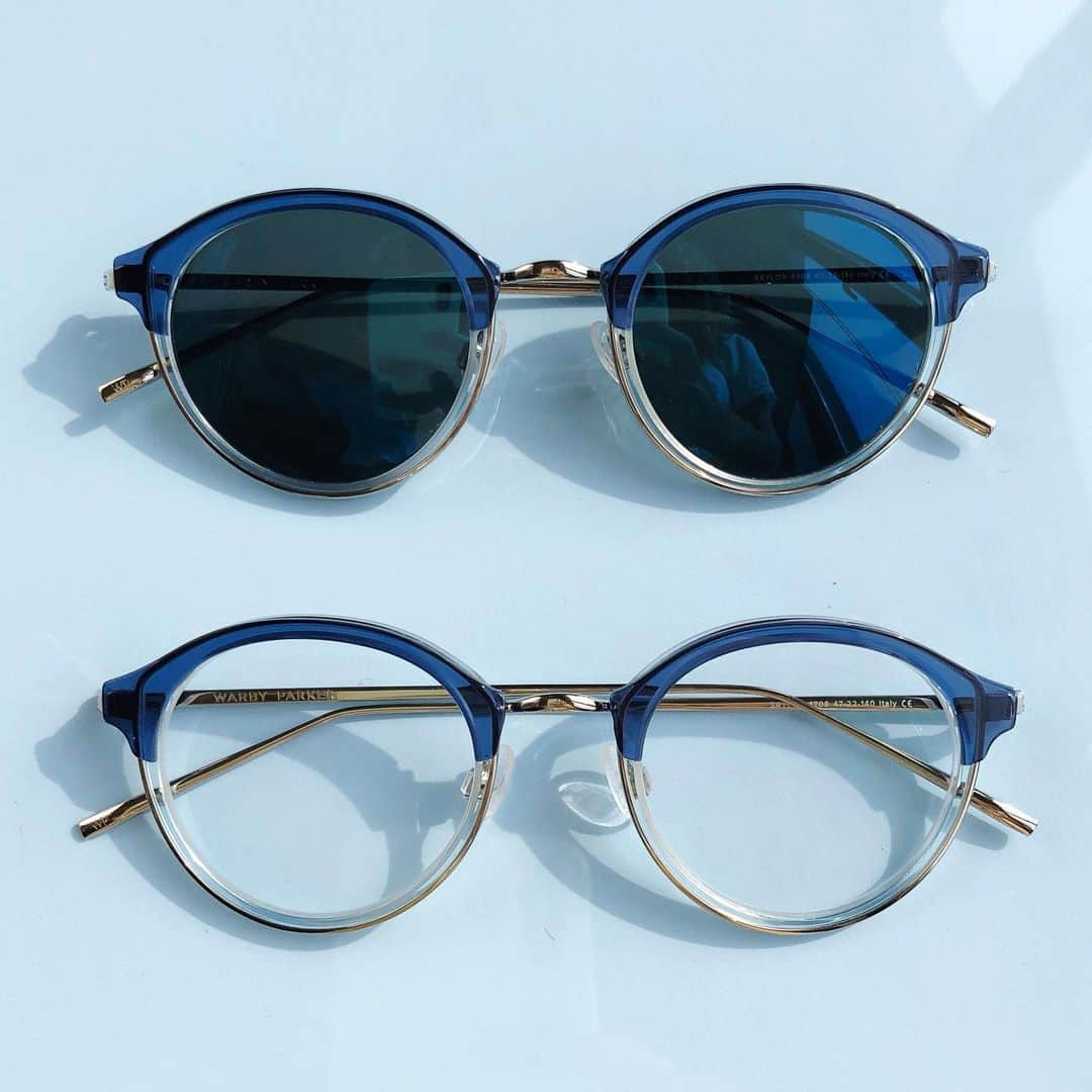 のインスタグラム：「Saylor—from our new Sesia Collection—couples mellow round lenses with dual-toned acetate, making for a laid-back midcentury frame. Peruse all the new styles with the link in our bio 😉」