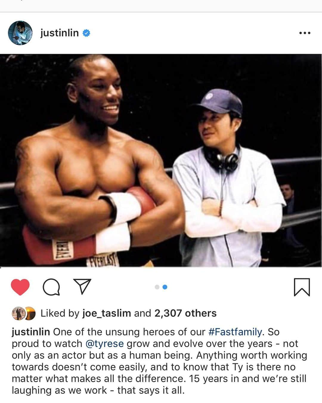 タイリース・ギブソンさんのインスタグラム写真 - (タイリース・ギブソンInstagram)「I have no words........... Love you Justin not only for being WHO you are but bringing it everyday and taking this franchise and these characters into levels beyond anything anyone has ever seen....... #BrotherHood you are legend!!!! #OurDirector #Fast9 #2020 Cheers to #15Years+」8月15日 2時03分 - tyrese