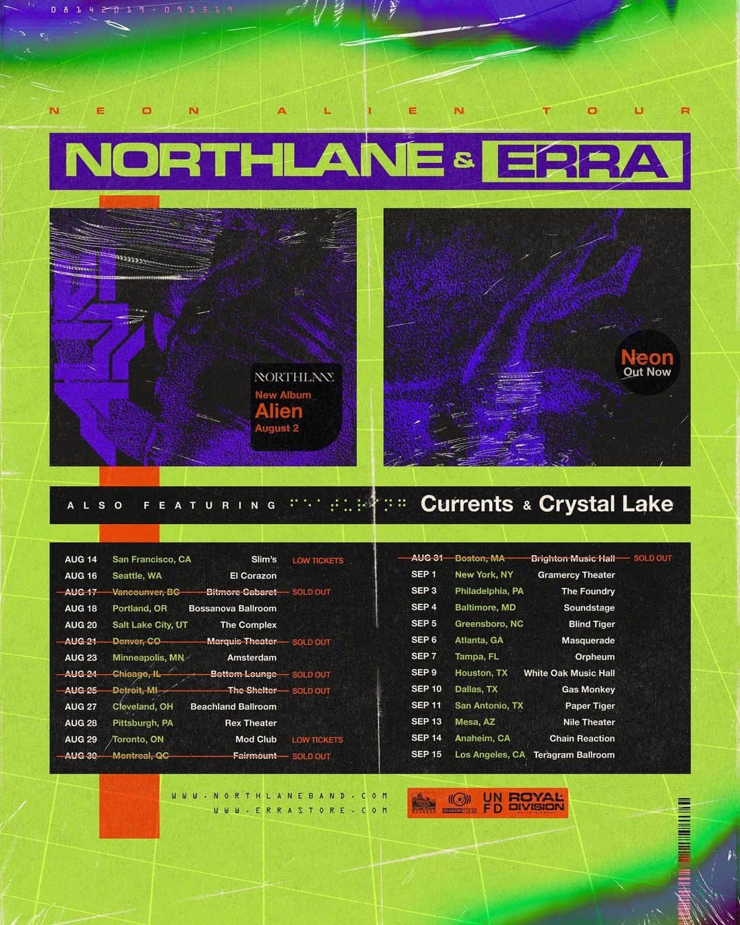 Crystal Lakeさんのインスタグラム写真 - (Crystal LakeInstagram)「#NEONALIENTOUR STARTS TONIGHT with @northlane + @erraband + @currents 🇺🇸 Who’s coming to hang with us? #Northlane #Erra #Currents #CrystalLake」8月15日 2時42分 - crystallake777