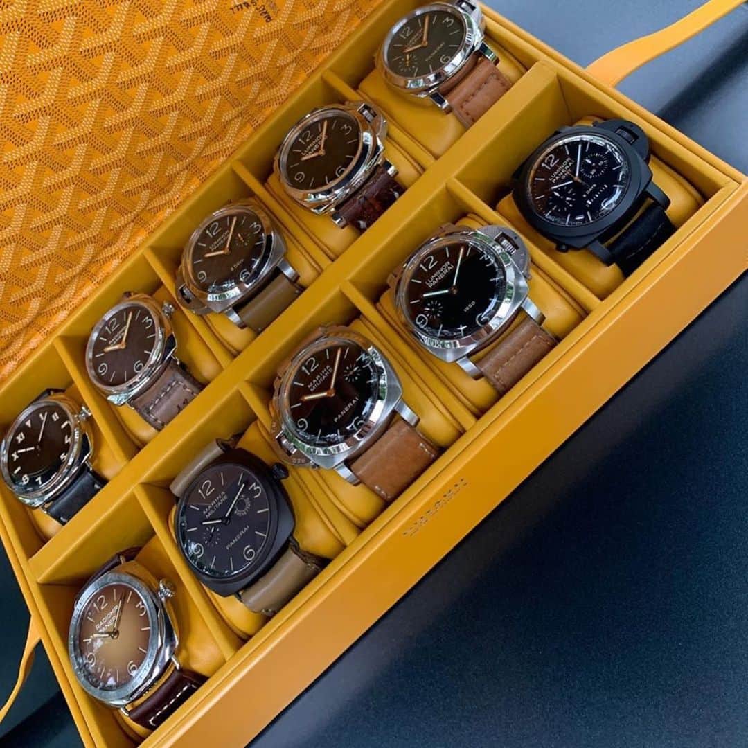 パネライのインスタグラム：「The #Panerai watches are on a level all its own. But then the #Goyard case is just 😍🔥😍 pic by @appanerairm #paneraicentral」