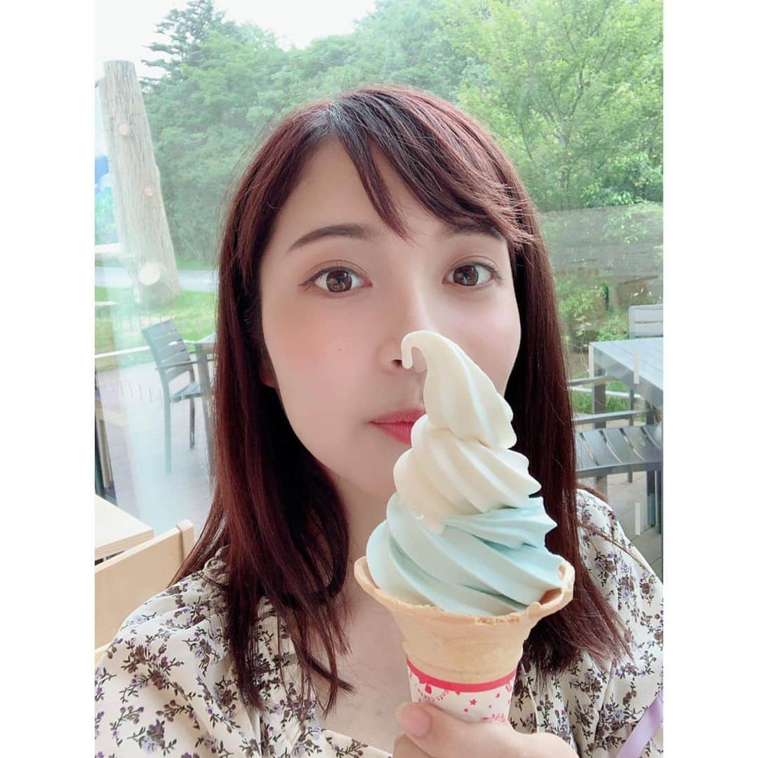 山下耀子さんのインスタグラム写真 - (山下耀子Instagram)「. . ロケの合間でいただいた富士山ソフト🗻🍦 白いところのバニラは濃厚、 水色はソーダのようなさっぱりとした味わい！（何味なんだろう） 美味しかった〜！！！ . #富士山ソフト #富士山 #🗻🍦 #森の駅富士山 #ニッポンごきげん旅 #ニッポンごきげん旅in静岡」8月15日 13時01分 - twinkleyesy