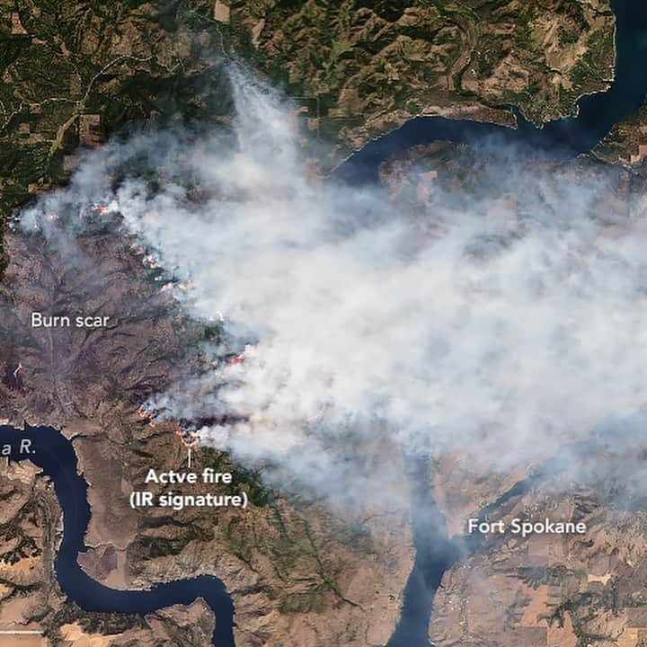 NASAさんのインスタグラム写真 - (NASAInstagram)「Flying through a fire cloud ☁️🔥☁️⁣⁣⁣ ⁣⁣⁣ This photo from roughly 30,000 ft (9 km) shows how smoke particles reflect light in ways that make the Sun appear blazing orange. Our DC-8 flying laboratory passed directly through a large fire cloud — called a pyrocumulonimbus — on August 8 as it was rising from a fire in eastern Washington, giving scientists a look at the phenomena. These clouds form when the intense heat of wildfires lift the smoke above the boundary layer, the lowest part of Earth's atmosphere.⁣⁣⁣ ⁣⁣⁣ The flight was part of a joint NOAA and NASA field campaign called FIREX-AQ. Scientists are studying the composition and chemistry of smoke in the atmosphere to better understand its impact on air quality and climate.⁣⁣⁣ ⁣⁣ NASA Earth Observatory image credit: NASA/Joshua Stevens⁣⁣ Photography credits: U.S. Naval Research Laboratory/David Peterson⁣⁣ ⁣⁣⁣ #nasa #wildfires #science #clouds #fires #ourplanet」8月15日 7時19分 - nasa
